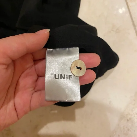 Unif Parker dress black white button up down mini dress. - Picture 6 of 7